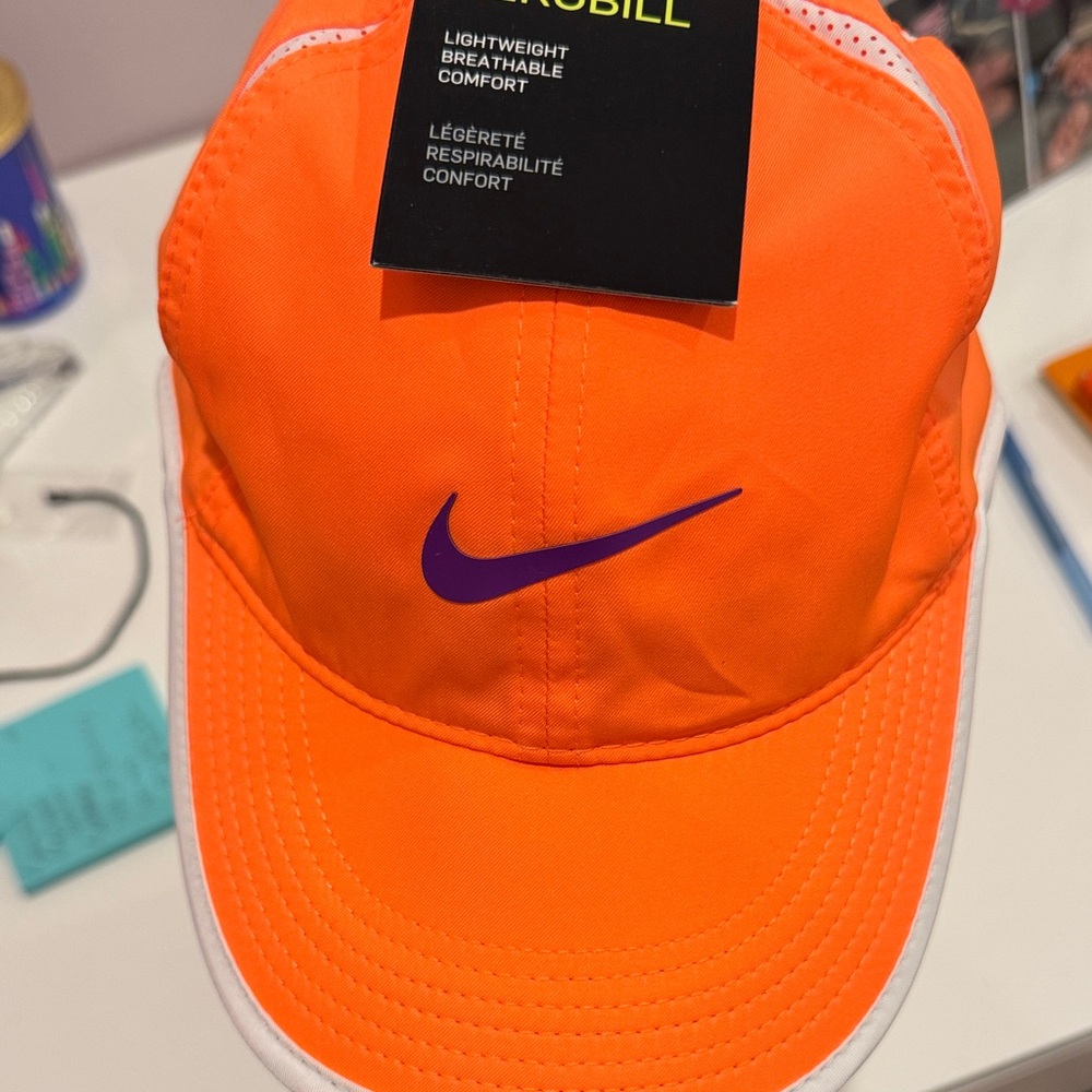 Nike Bright Orange Hat with Purple Logo
